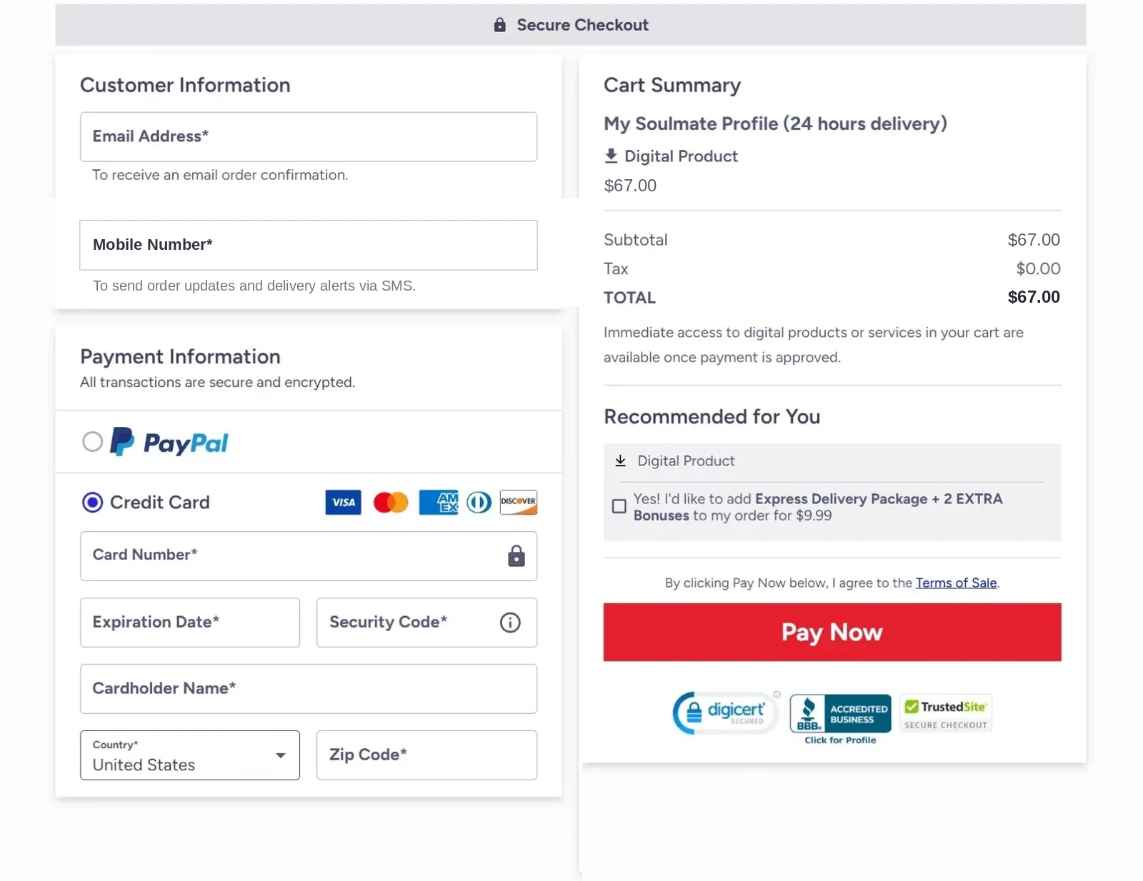 Official secure checkout page